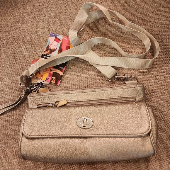 mundi Bags Mundi Silver Pewter Clutch Belt Bag Cross Body Wristlet